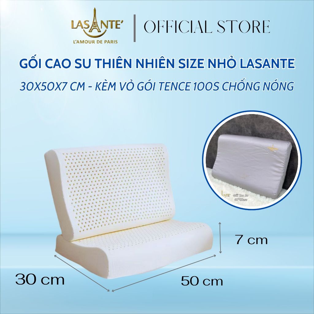 Ảnh Gối Cao Su Cỡ Nhỏ 30x50x7 cm Thiết Kế Nâng Đỡ Cổ Vai Gáy, Ngủ Sâu Hơn Kèm Vỏ Tencel 100s 1