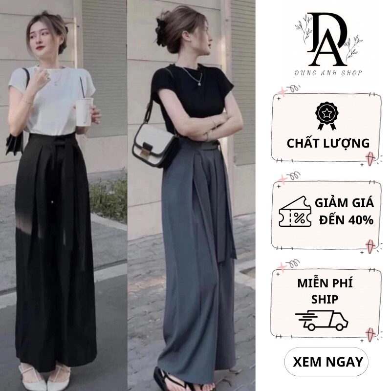 QUẦN TÂY ỐNG RỘNG (chất ruby đẹp loại 1) lưng cao thắt nơ bản to hot trend