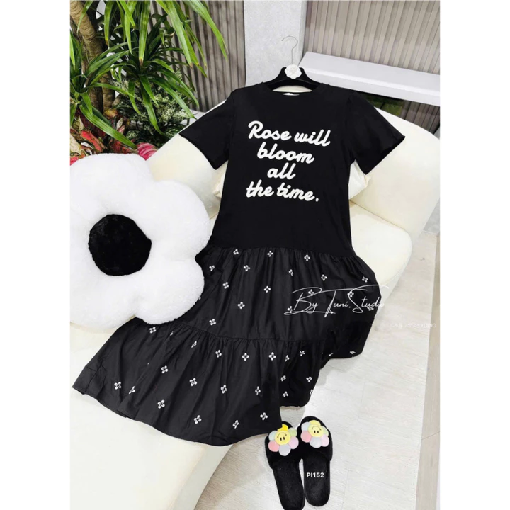 Đầm bầu thiết kế , váy bầu xinh dáng dài đuôi cá sao chất cotton họa tiết siêu xinh phù hợp mọi hoàn cảnh đầm bầu Elly