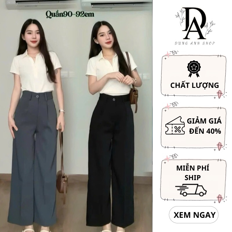 Quần Tây Ống Suông Dành Cho Nấm Lùn Dưới 1m55 (Chất Gold Nhật) Lưng Cao Tôn Dáng Dài 90-93cm