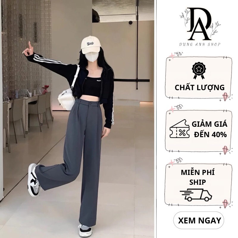 Quần Tây Ống Suông Nữ Kèm Dây Đai (Chất Gold Nhật) Mềm Mại Lưng Cao Tôn Dáng