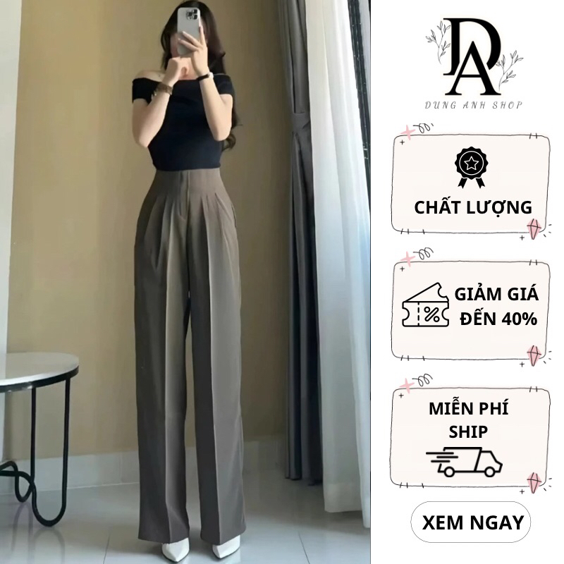 Quần Tây Ống Suông Cạp Liền (Chất Gold Mỹ) Khóa Sườn Chất Mềm Rũ Lưng Cao Tôn Dáng