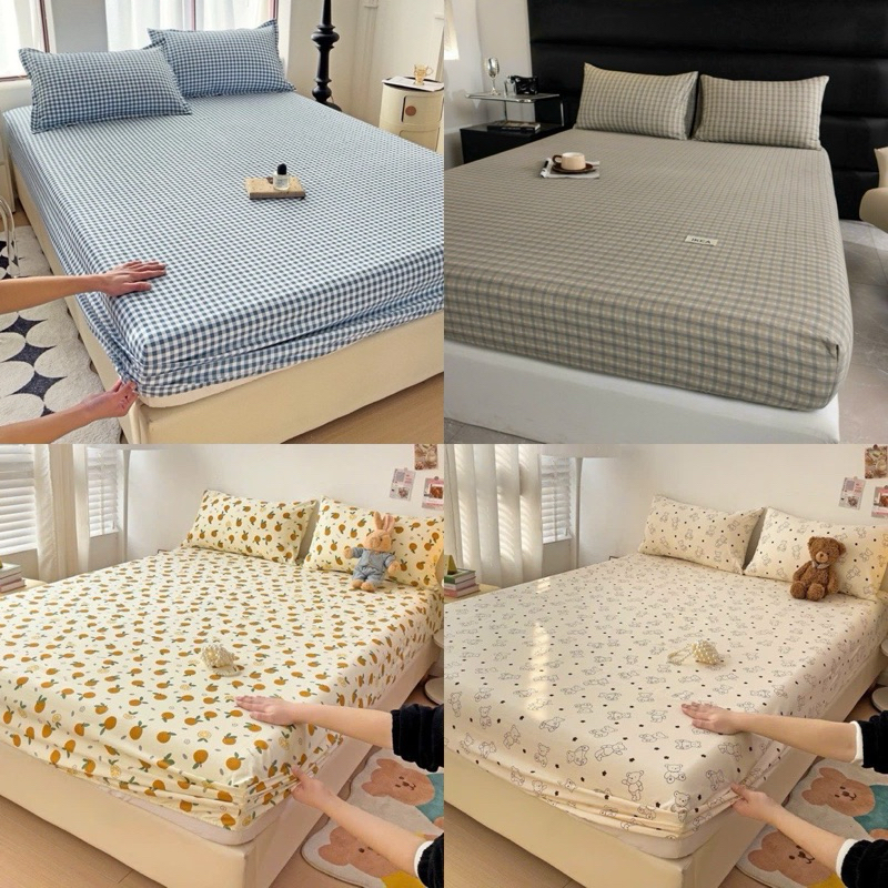 Ảnh Bộ Ga Gối 3 Món Cotton đũi kẻ bodecor chất liệu đũi mềm mại thoáng mát nhiều mẫu đủ kích thước 1