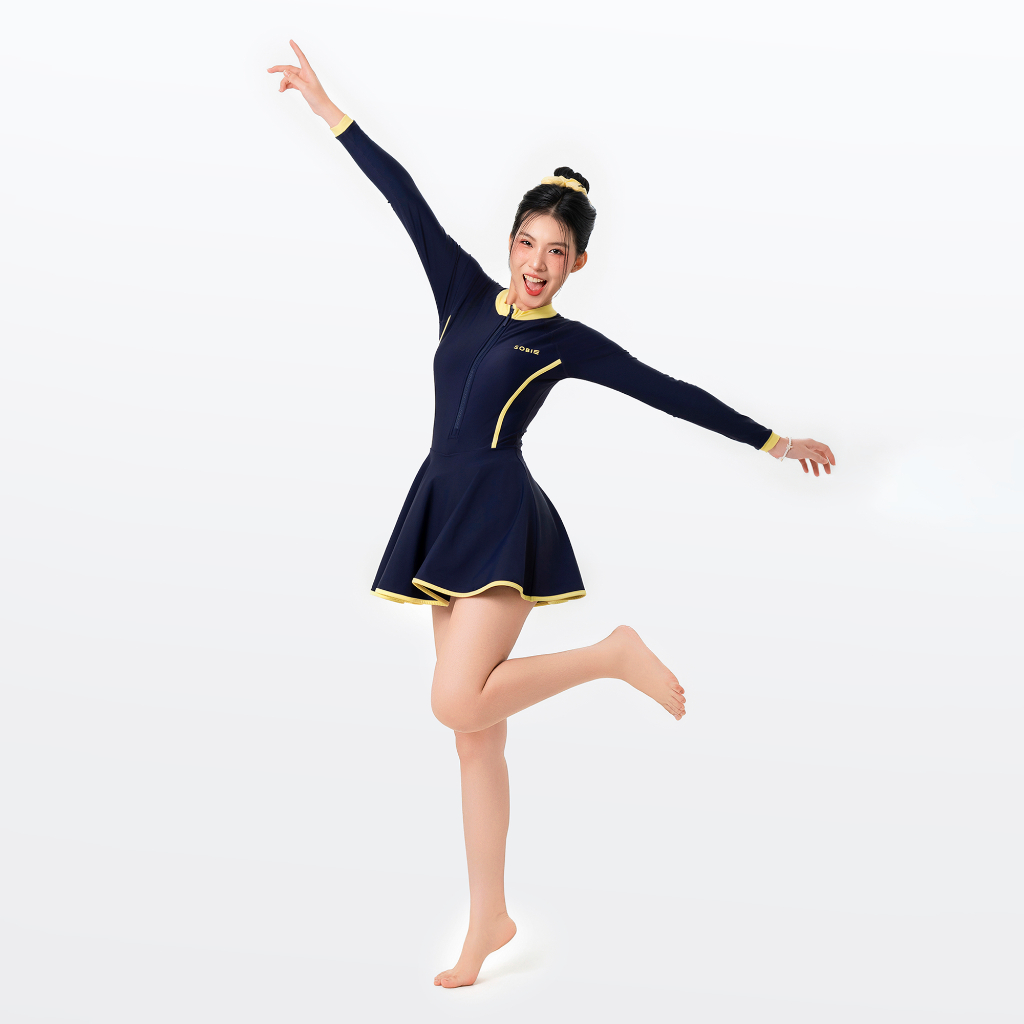 Ảnh Đồ bơi nữ SOBIE liền thân váy tay dài kín đáo và chống nắng Gorgeous Orion 4