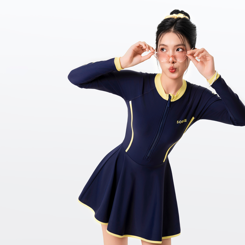 Ảnh Đồ bơi nữ SOBIE liền thân váy tay dài kín đáo và chống nắng Gorgeous Orion 1