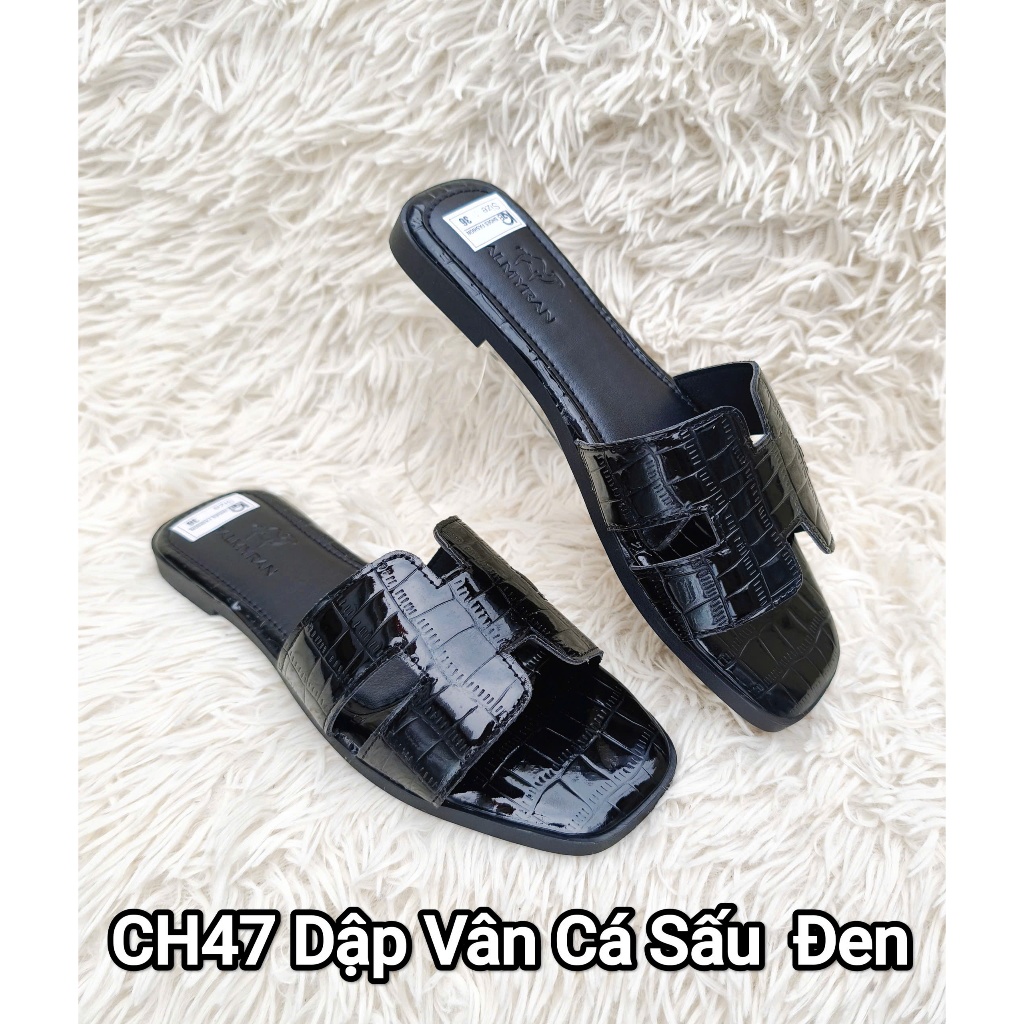 Dép nữ da sijn thật cao cấp dép chữ H palmyran mã CH47