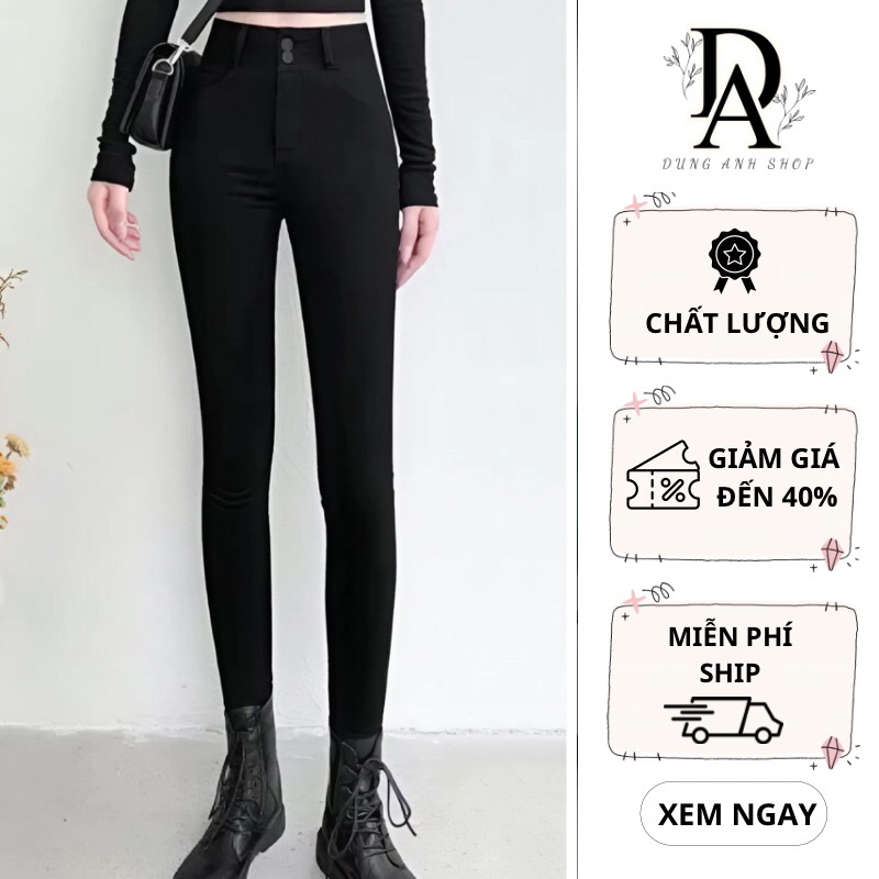 Quần Legging Cạp Cao Nữ Ôm Body 2 Khuy Hm Co Giãn Gen Bụng Nâng V3