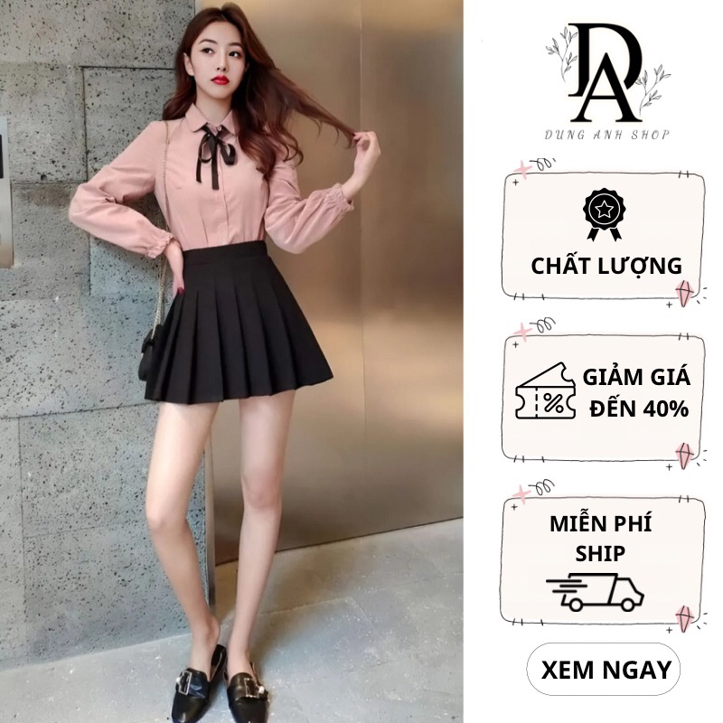 Chân Váy Tennis Nữ Xếp Ly Cạp Cao Có Quần Bảo Hộ