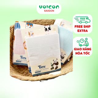 Khăn sữa sợi tre cho bé Fany, kháng khuẩn, mẫu trơn và họa tiết dễ thương (hộp 10 cái)