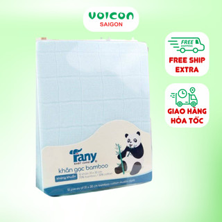 Khăn sữa sợi tre cho bé Fany, kháng khuẩn, mẫu trơn và họa tiết dễ thương (hộp 10 cái)