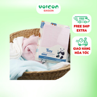 Khăn sữa sợi tre cho bé Fany, kháng khuẩn, mẫu trơn và họa tiết dễ thương (hộp 10 cái)