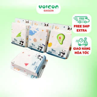 Khăn sữa sợi tre cho bé Fany, kháng khuẩn, mẫu trơn và họa tiết dễ thương (hộp 10 cái)