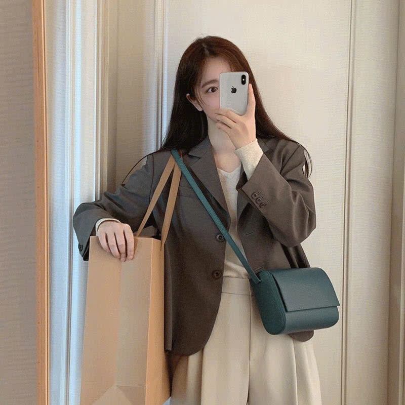 MEIQUIYI Áo Blazer Basic dáng lửng chạm mông có đệm vai nhẹ bốn màu cơ bản