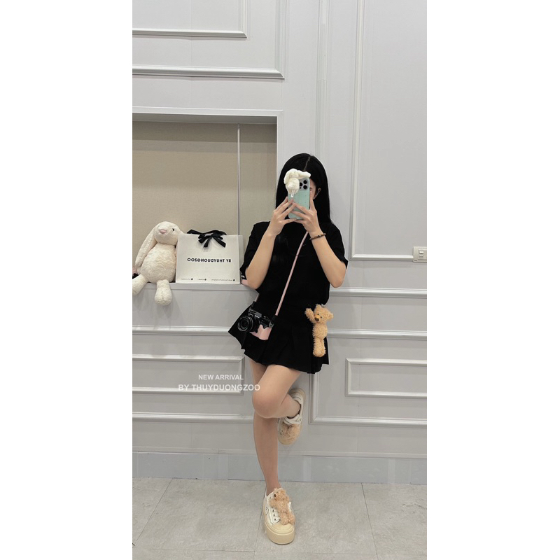 THUYDUONGZOO - CHÂN VÁY XẾP LY KÈM GẤU ( MẪU ĐỘC QUYỀN ) CÓ LÓT TRONG