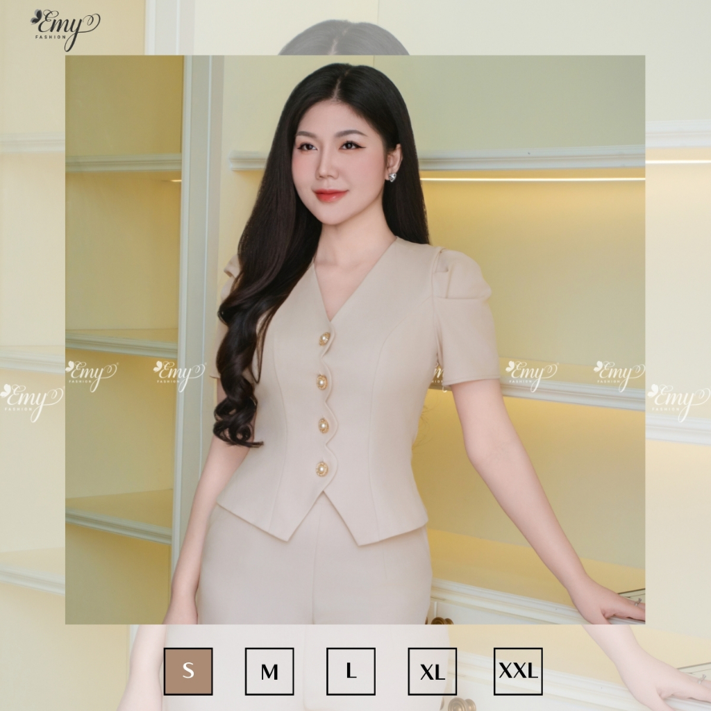 Ảnh Áo Thiết Kế EMY Thời Trang Cao Cấp A2074 Vải Bố Ruby Sang Chảnh Đi Tiệc 2