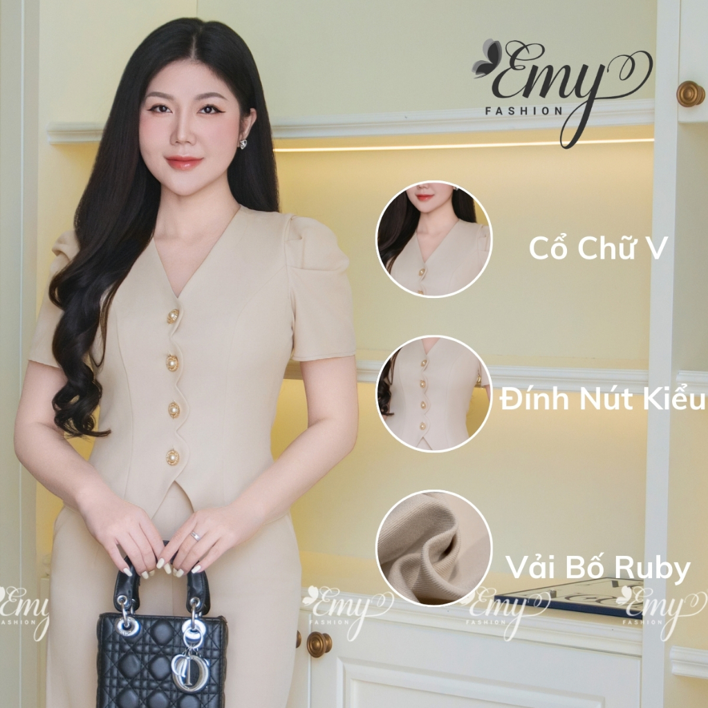 Ảnh Áo Thiết Kế EMY Thời Trang Cao Cấp A2074 Vải Bố Ruby Sang Chảnh Đi Tiệc 4