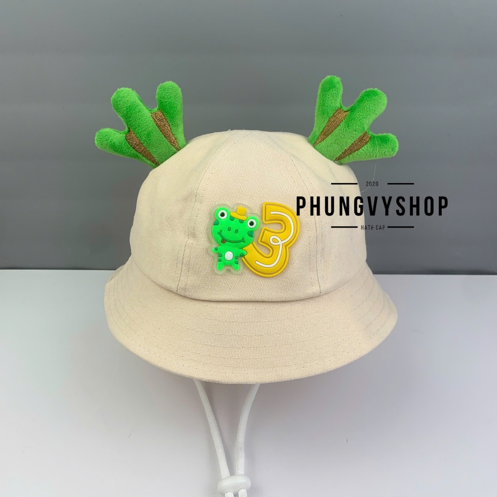 Bé Dưới 2Tuổi/Vđ 49cm_Mũ bucket tai bèo vành trai gái trẻ em phungvyshop-nón /Bo nhí ẾCH ÔM3 /