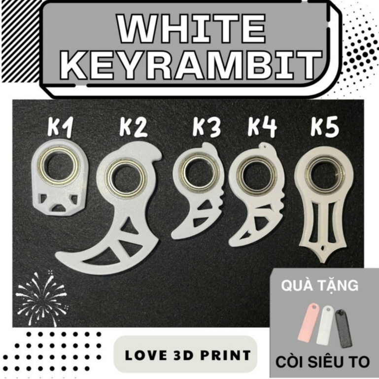 Bộ sưu tập Móc Khóa WHITE KEYRAMBIT màu TRẮNG độc đáo, đồ chơi xả ...