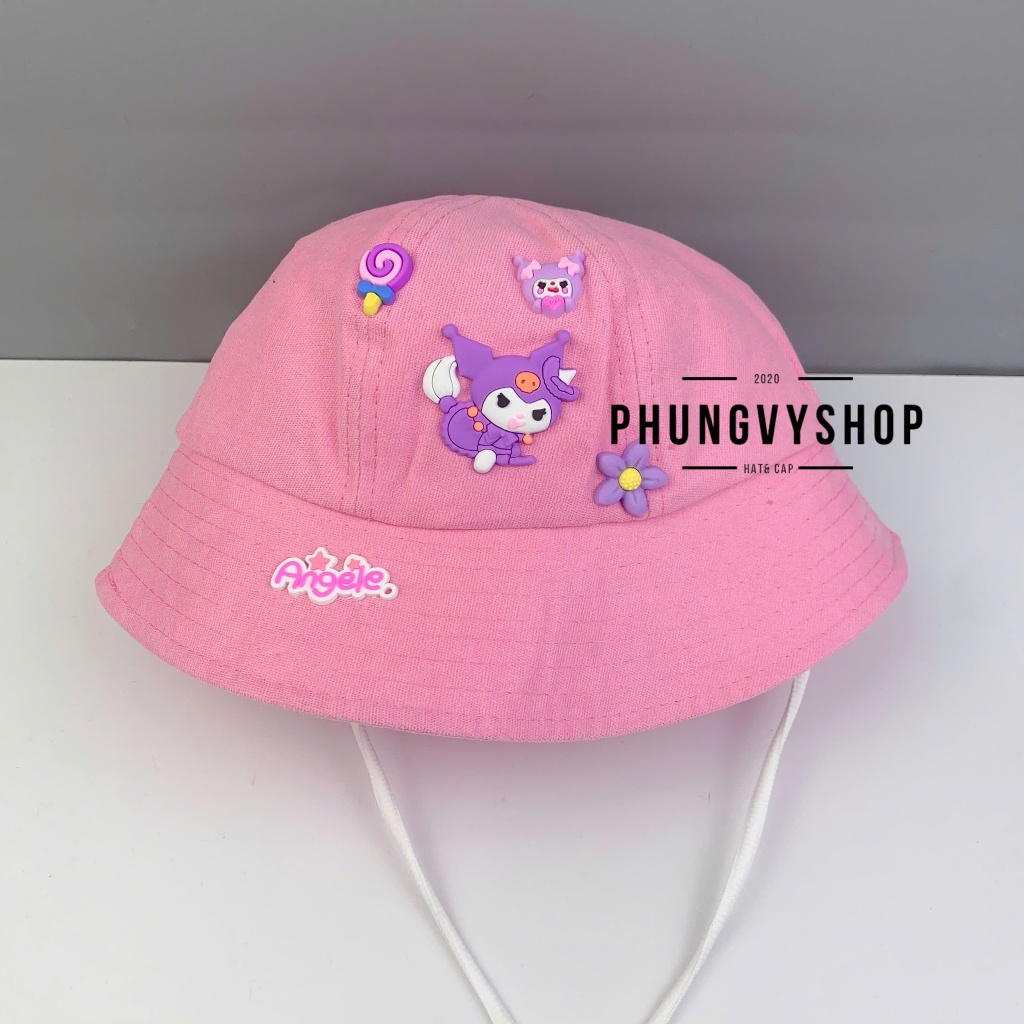 Bé 2-5 Tuổi/Vđ 52m_Mũ bucket tai bèo vành trai gái trẻ em phungvyshop-nón /Bo trung KUROMI BAY LOẠI MÚI NHUNG /