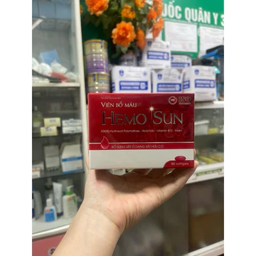 Sắt viên hemo sun hộp 60 viên dùng 2 tháng bổ sung sắt ở dạng sắt hữu cơ