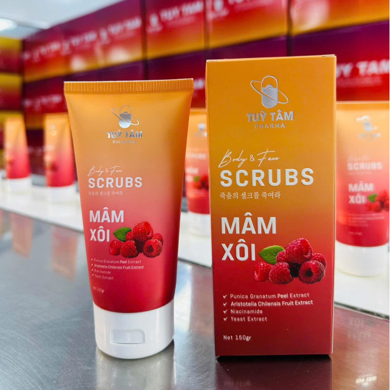 Tẩy tế bào chêt Mâm xôi - Tùy Tâm Pharma - Sạch tế chết, Da sáng, mềm mịn - 150g