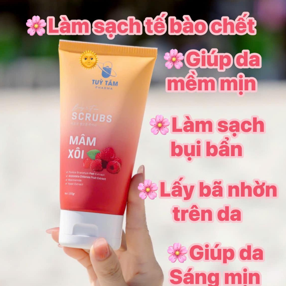 Tẩy tế bào chêt Mâm xôi - Tùy Tâm Pharma - Sạch tế chết, Da sáng, mềm mịn - 150g