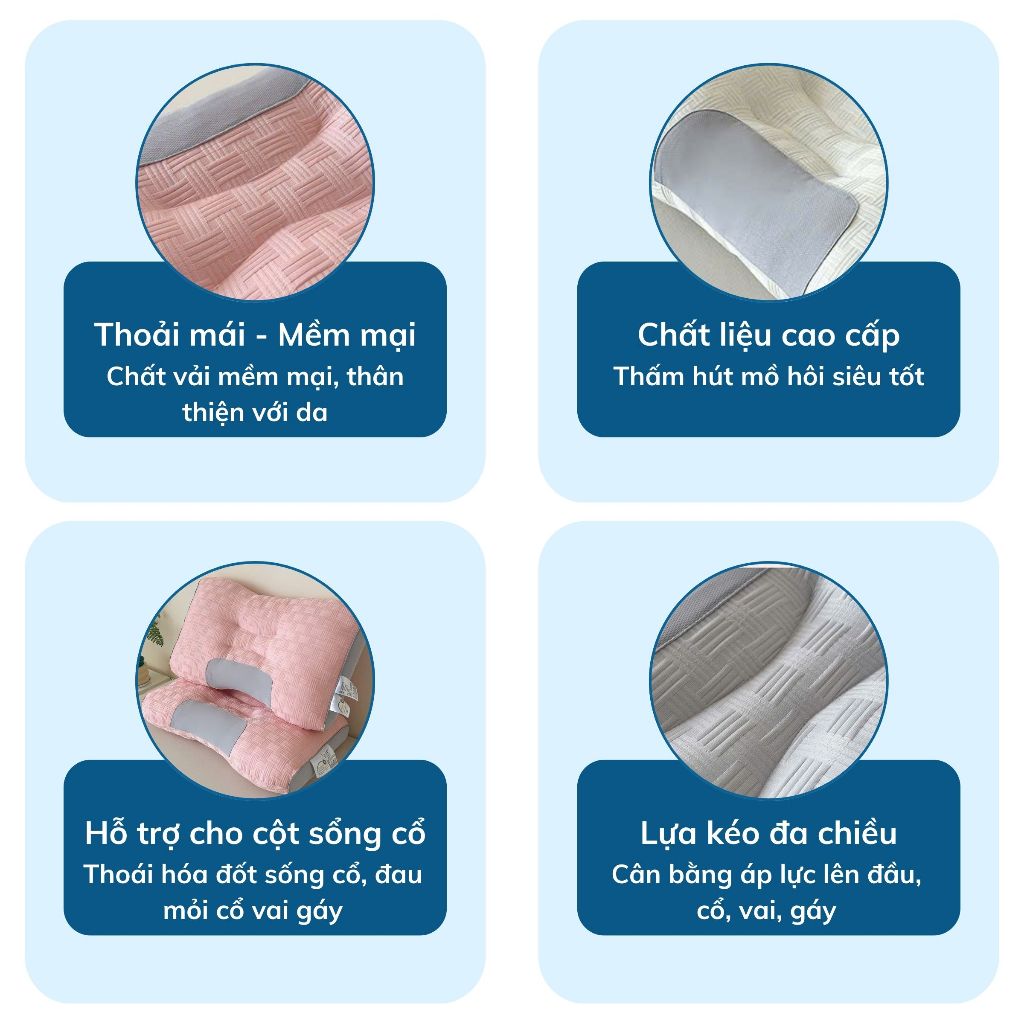 Gối Công Thái Học Cao Cấp TOPAZ BEDDING Nhập Khẩu Hỗ Trợ Ngủ Ngon Giảm Đau Cổ Vai Gáy