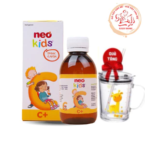 Siro Vitamin C thiên nhiên Neo Kids C+, bổ sung Vitamin hỗ trợ tăng đề kháng chai 150ml + quà