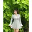 🍷BIGSIZE - KT357 ĐẦM DẠ PHỐI CỔ SƠ MI TAY DÀI XÁM XANH 🔥𝐇𝐨𝐚̉ 𝐓𝐨̂́𝐜🔥 𝐌𝐄𝐎𝐈𝐍𝐃𝐀𝐇𝐎𝐔𝐒𝐄