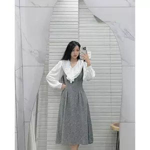 🍷ĐẦM BIGSIZE KT349 - ĐẦM DẠ CỔ BÈO MÀU ĐEN MUỐI TIÊU🔥𝐇𝐨𝐚̉ 𝐓𝐨̂́𝐜🔥 𝐌𝐄𝐎𝐈𝐍𝐃𝐀𝐇𝐎𝐔𝐒𝐄