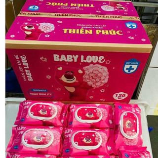 Thùng 10 gói khăn ướt Thiên phúc baby love  ( 1 gói 120 tờ) thùng conton