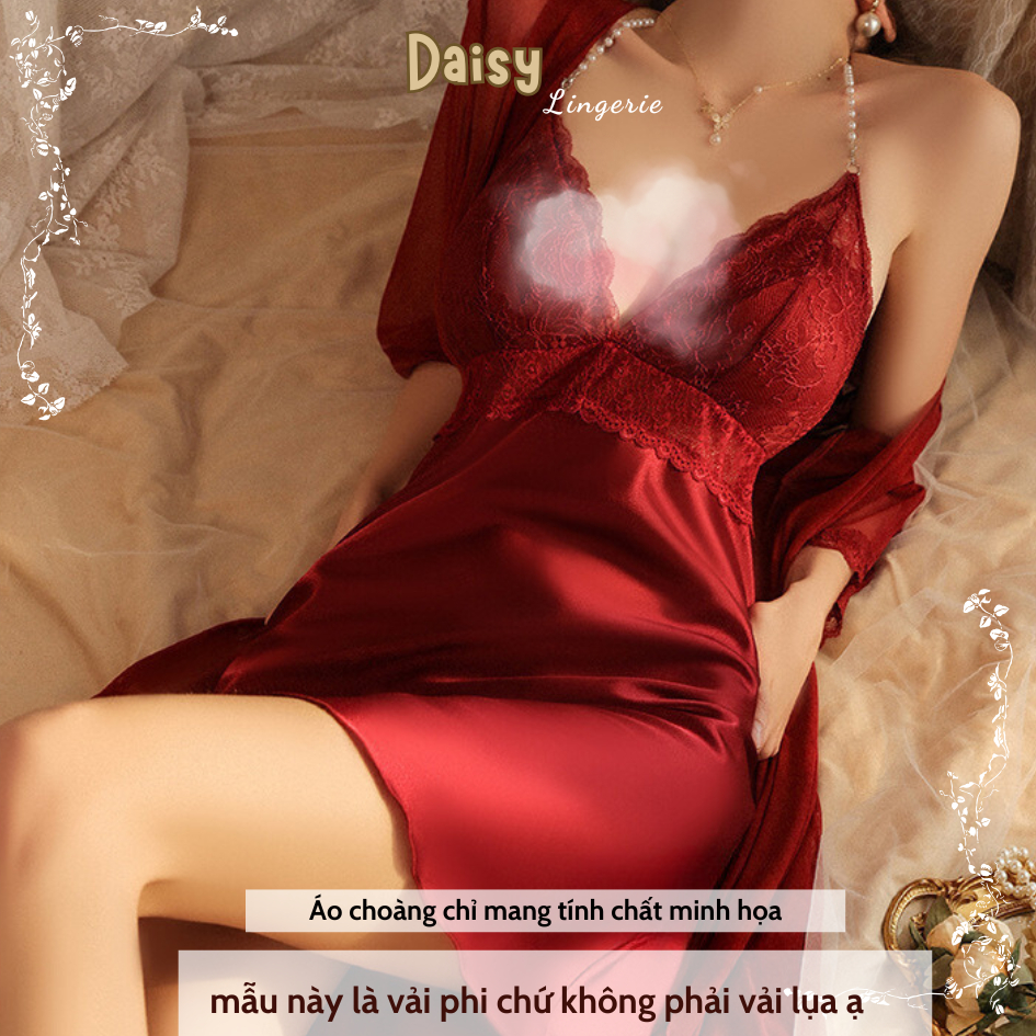 Váy Ngủ Ren Phối Dây Hạt Ngọc Trai Đầm Ngủ Sexy Phi Bóng Sang Trọng - VN101