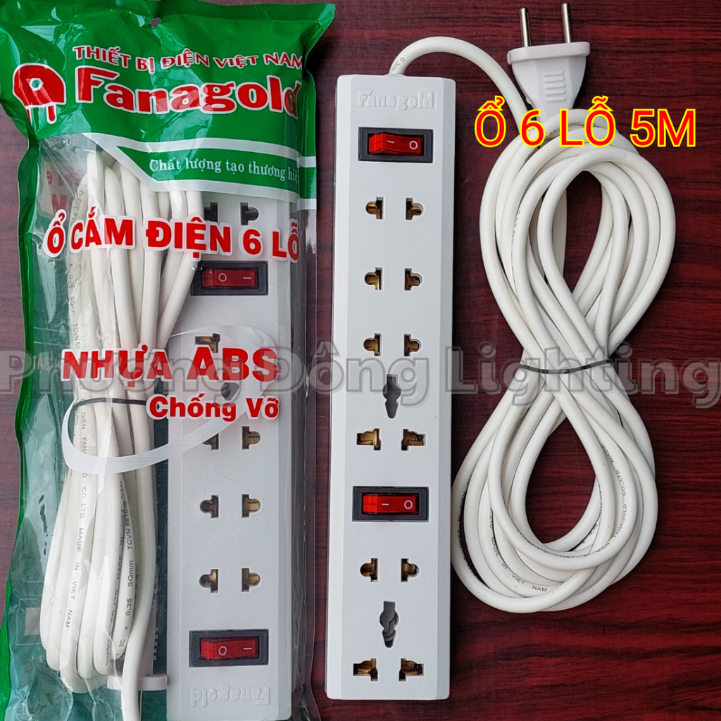 Ổ cắm điện Fanagold có công tắc chịu tải 2500W dây dài 3m, 5m