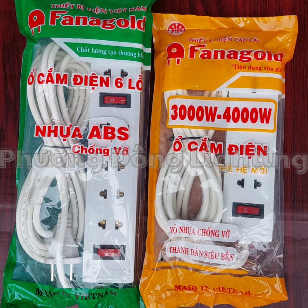 Ổ cắm điện Fanagold có công tắc chịu tải 2500W dây dài 3m, 5m