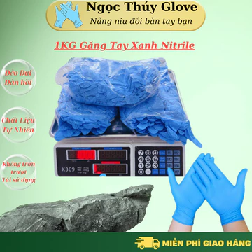 1Kg Găng tay y tế Nitrile xanh, trắng bao tay y tế chuyên dùng cho phòng khám, Spa phun xăm thẩm mỹ