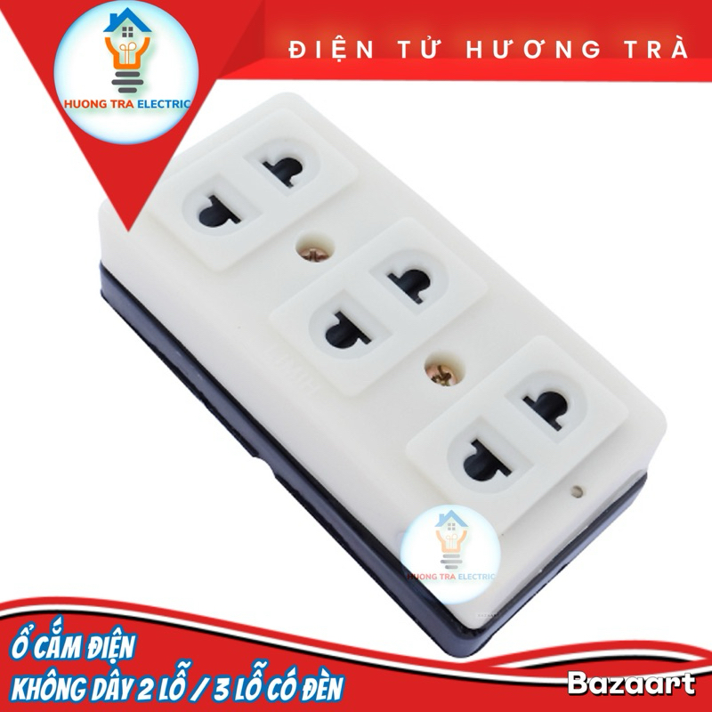 Ổ Cắm Điện Không Dây 2 Lỗ / 3 Lỗ Bằng Nhựa 10A Có Đèn Báo