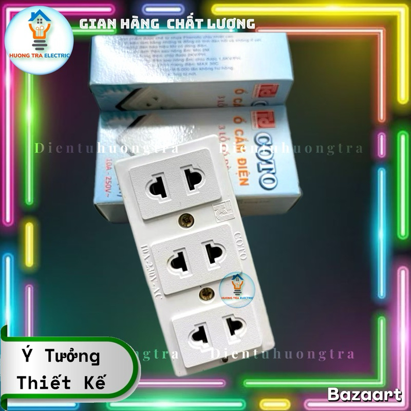 Ổ Cắm Điện Không Dây 2 Lỗ / 3 Lỗ Bằng Nhựa 10A Có Đèn Báo