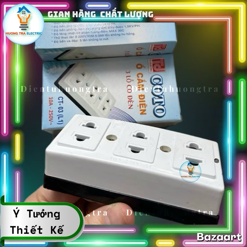Ổ Cắm Điện Không Dây 2 Lỗ / 3 Lỗ Bằng Nhựa 10A Có Đèn Báo