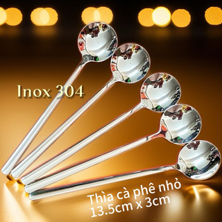 Inox 304 (1 cái ) Thìa Espresso13.5cm Vàng/Bạc Miệng Tròn  Cà Phê Muỗng Nhỏ Ăn Kem Chè