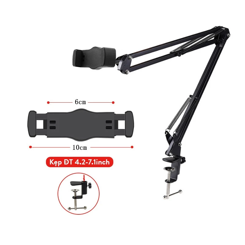 Giá Đỡ Kẹp Ipad, Máy Tính Bảng, Điện Thoại Để Đầu Giường, Cạnh Bàn Xoay 360 Độ