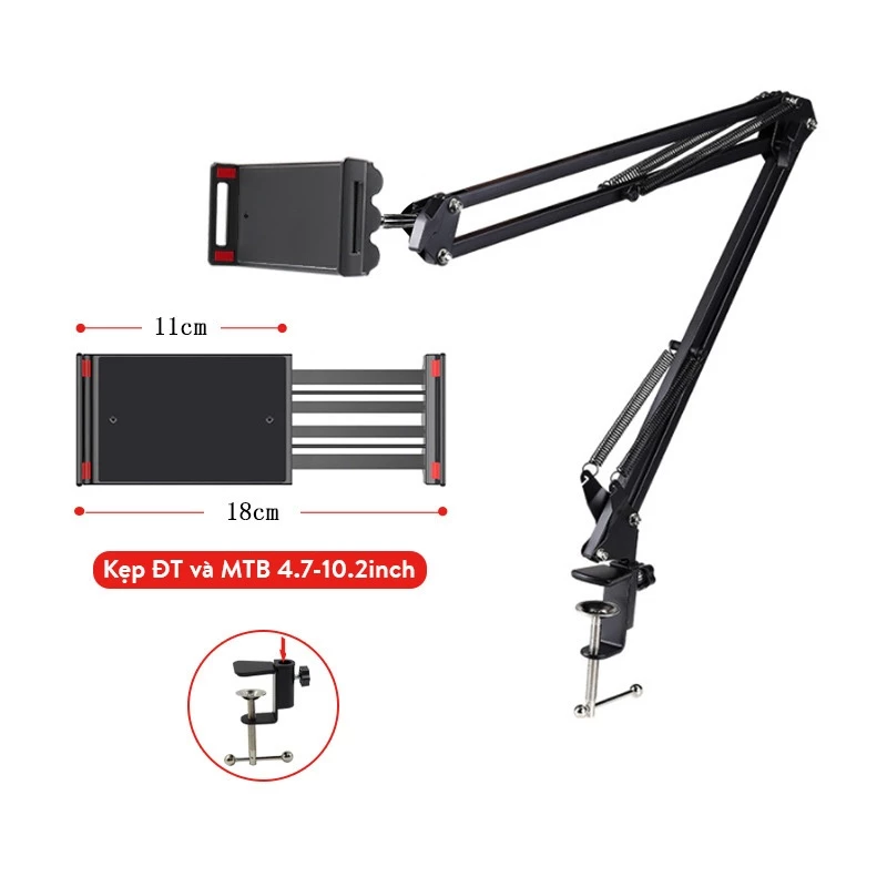 Giá Đỡ Kẹp Ipad, Máy Tính Bảng, Điện Thoại Để Đầu Giường, Cạnh Bàn Xoay 360 Độ