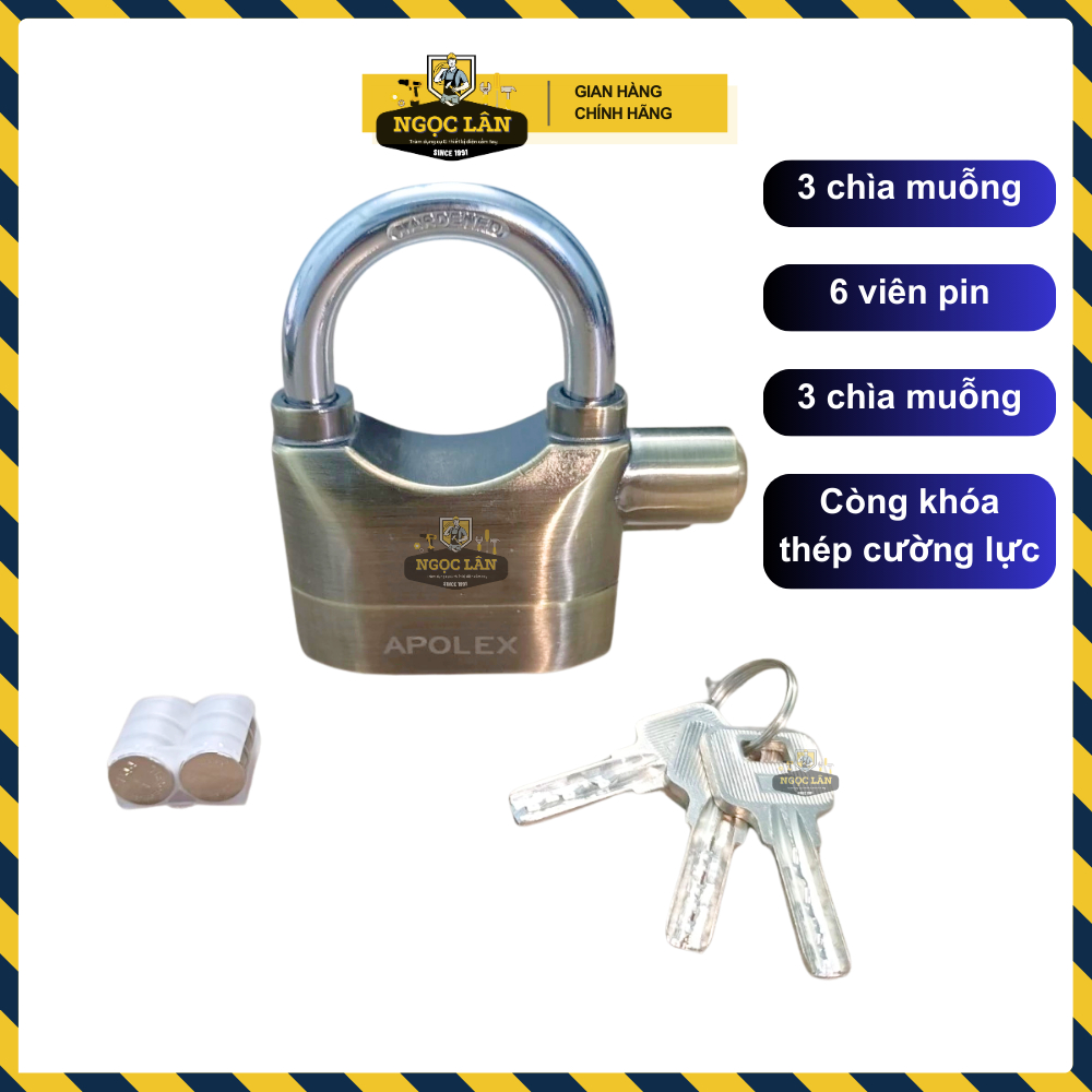 Ổ khóa báo động, Khóa hú chống trộm cao cấp Apolex chính hãng MS.686