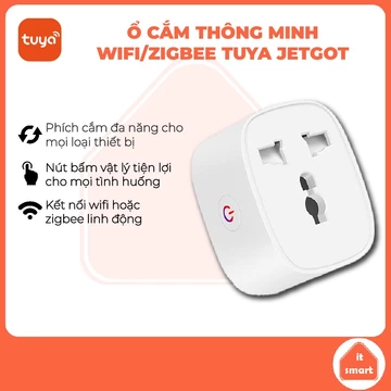 Ổ cắm thông minh Tuya Jetgot 16A wifi/zigbee, ổ cắm đo điện năng tiêu thụ, ổ cắm hẹn giờ