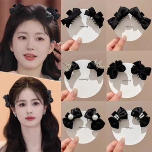 Kẹp Tóc Nơ Tiểu Thư Thanh Lịch, Kẹp Tóc Nhung 2 Bên Siêu Xinh, Phong Cách Hàn Quốc (1 Đôi)