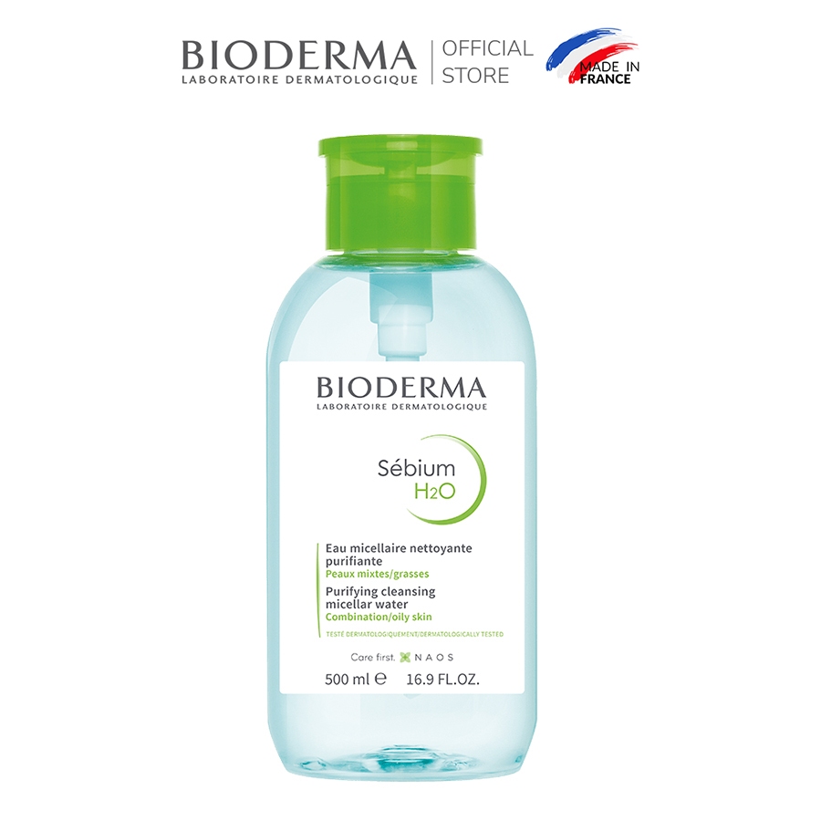 Ảnh Dung dịch làm sạch và tẩy trang Micellar cho da hỗn hợp và da dầu Bioderma Sébium H2O - 500ml (có nắp nhấn) 2
