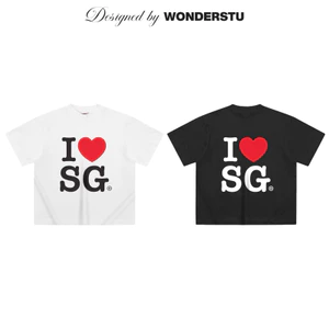 ÁO THUN FORM BOXY "I LOVE SG" WONDERSTU - UNISEX COTTON 260GSM