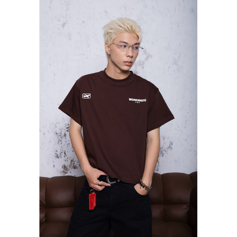 ÁO THUN FORM BOXY BASIC IN NỔI CAO THÀNH "PLANE LOGO" WONDERSTU - UNISEX COTTON 260GSM