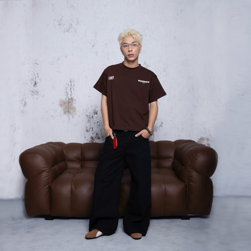 ÁO THUN FORM BOXY BASIC IN NỔI CAO THÀNH "PLANE LOGO" WONDERSTU - UNISEX COTTON 260GSM