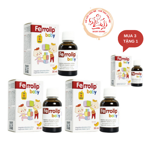 [Mua 3 tặng 1]Sắt Ferrolip Baby dạng siro vị đào thơm ngon chai 30ml