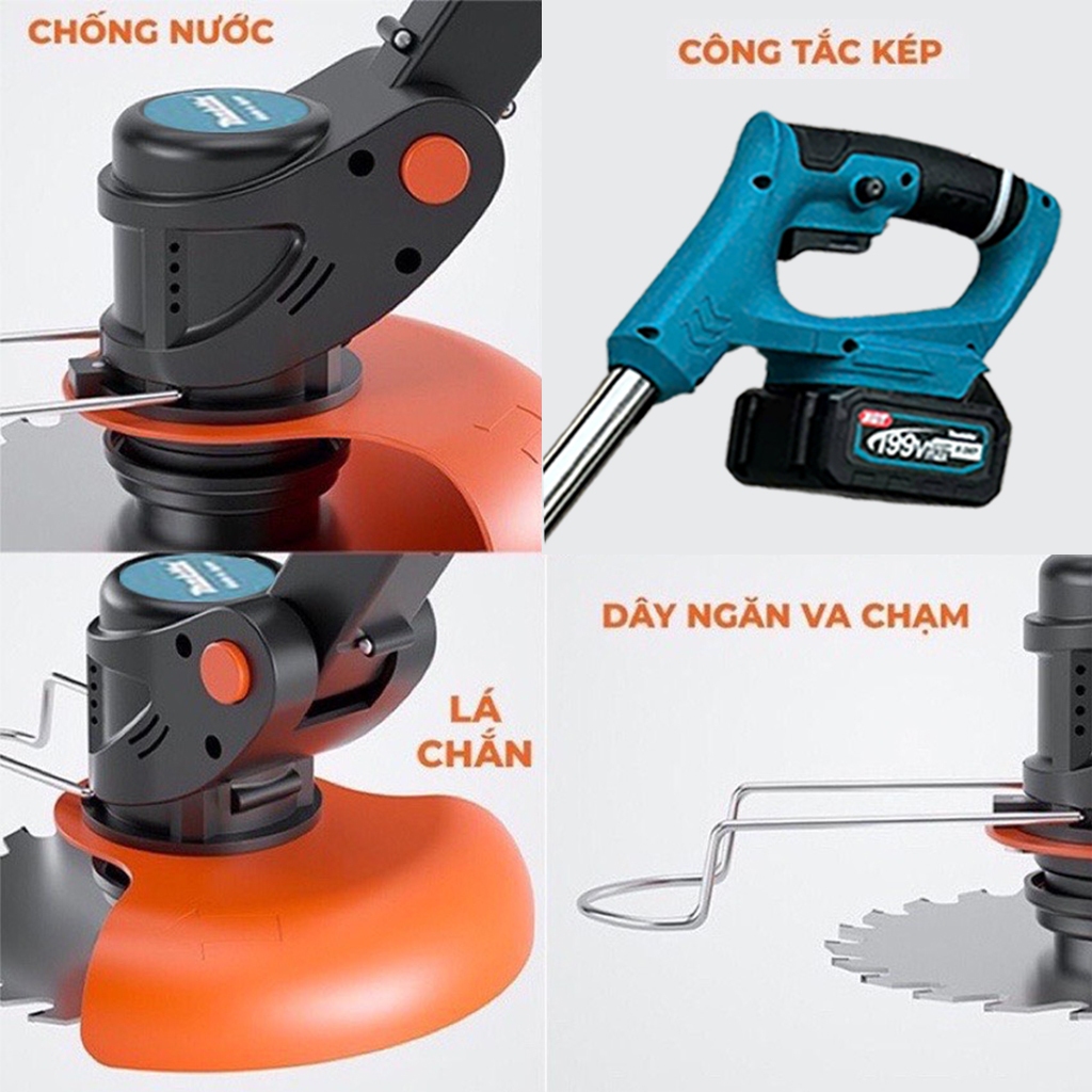 Máy cắt cỏ chạy pin ,máy cắt cỏ cầm tay mini , động cơ lõi đồng mạnh mẽ, nhỏ gọn, tiên lợi.